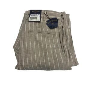 NWT Men’s Bills Khakis Linen Cotton Blend Pinstripe Pants Tan/white Size 36